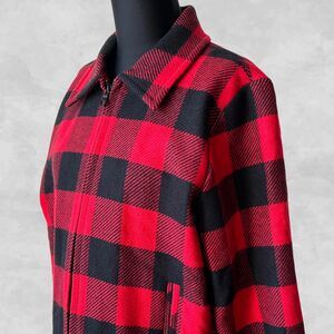 Pendleton Buffalo Plaid Wool Bomber Jacket Red Black Zip Front Women’s Medium